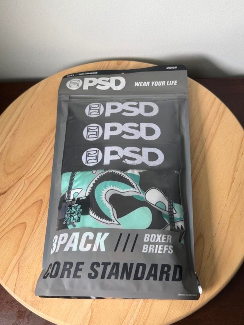 PSD 3 Pack Core Standard Boxer Briefs Shorts Warface Aqua Shark Mens NEW